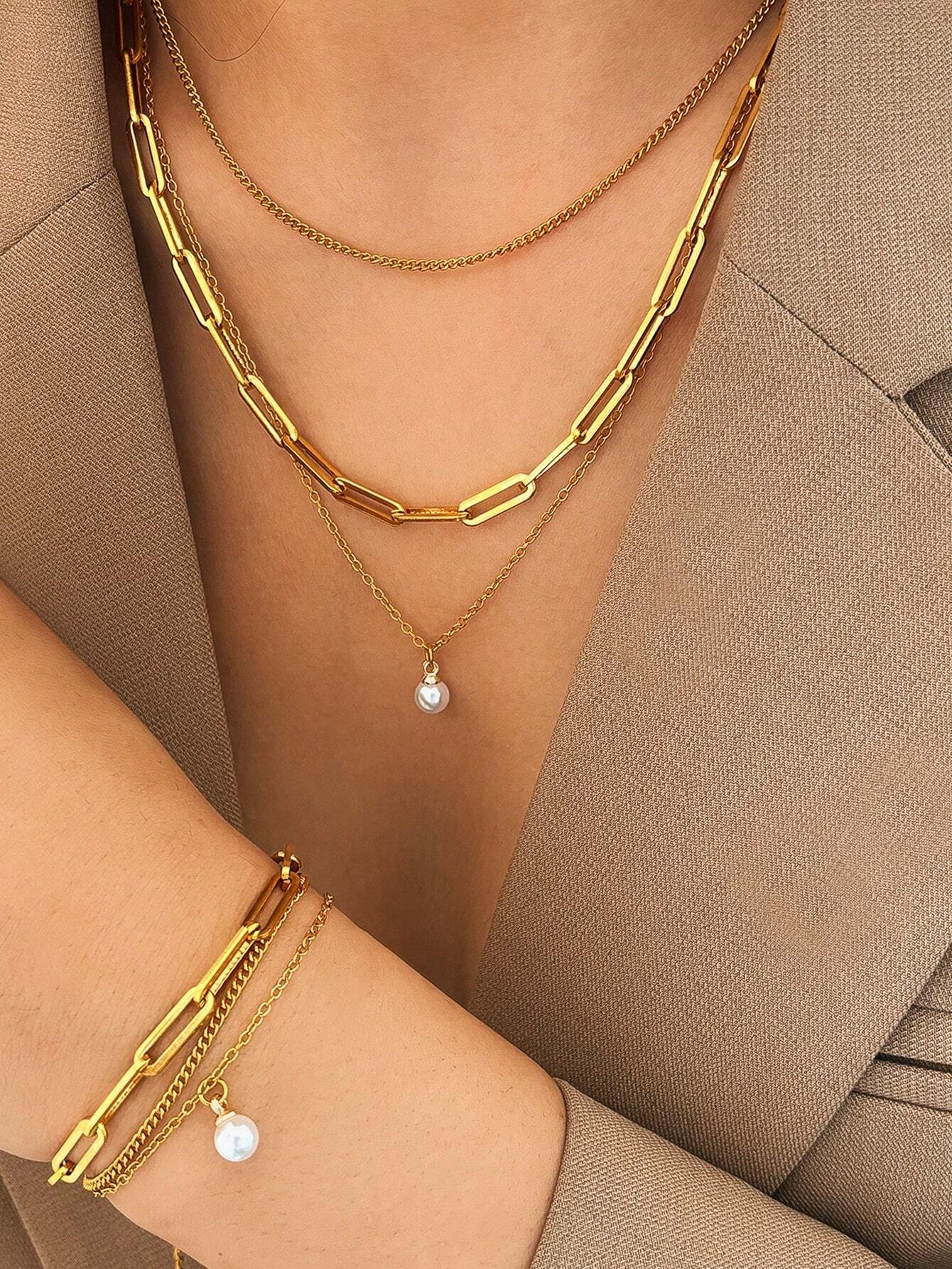 Aomogo_2pcs_Fashionable_Stainless_Steel_Multi-Layer_Pearl_Bracelet__Necklace_Set_Elegant_And_Versatile_For_Women_To_Wear_Anytime__SHEIN_main_9